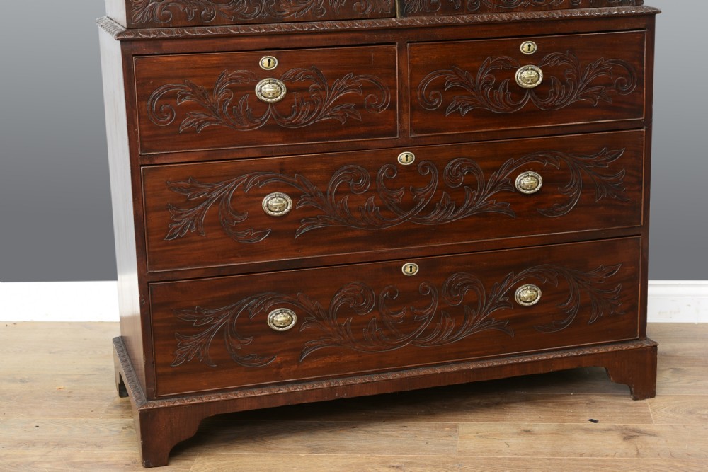 Antique 19th century carved mahogany linen press  View III
