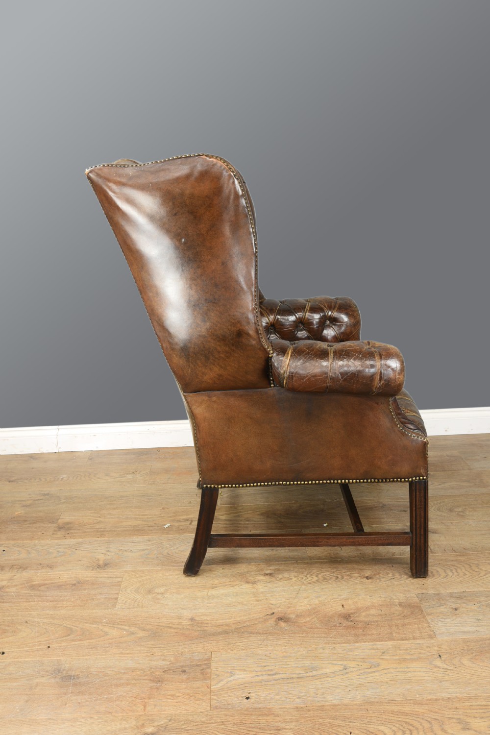 Antique leather wing chair  View IV