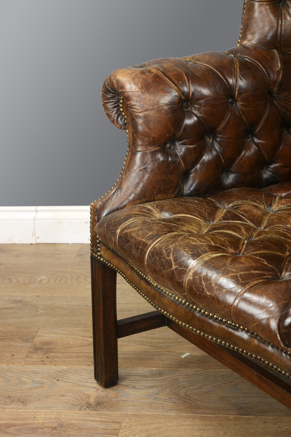 Antique leather wing chair  View VI