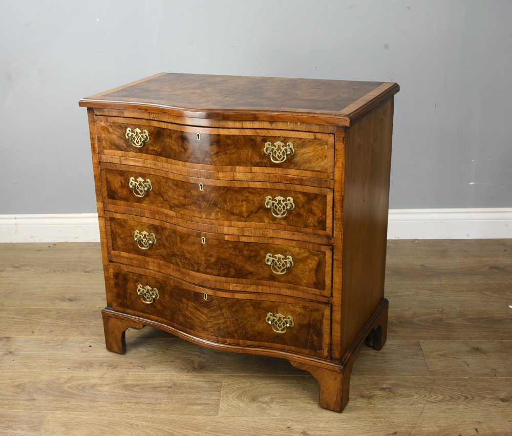 small Antique serpentine walnut chest of drawers 