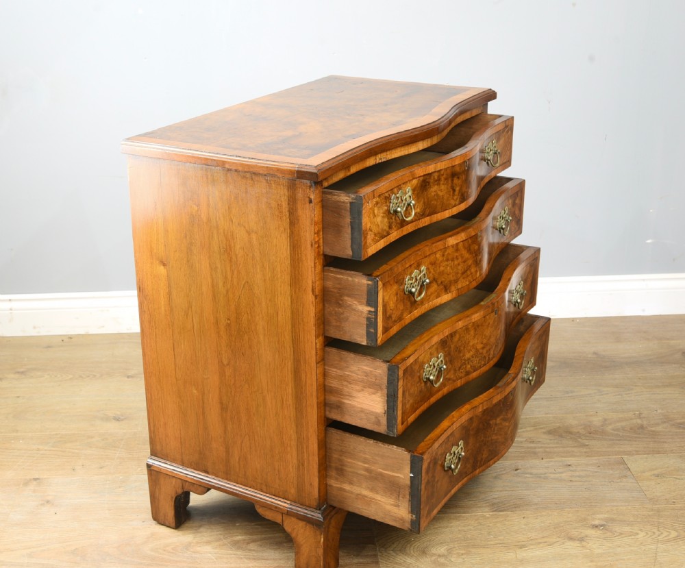 small Antique serpentine walnut chest of drawers  View III