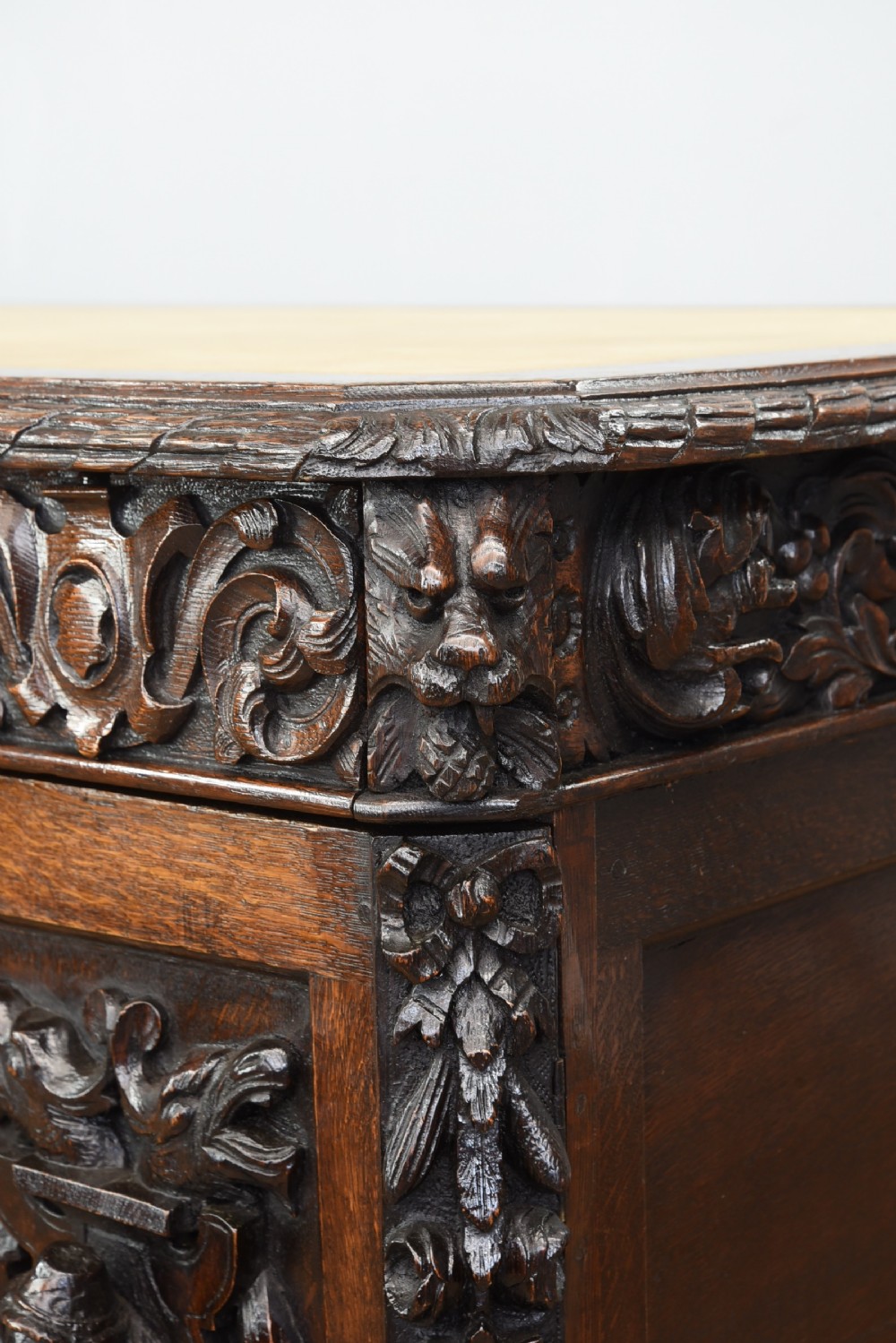 Antique 19th century carved oak desk  View XI