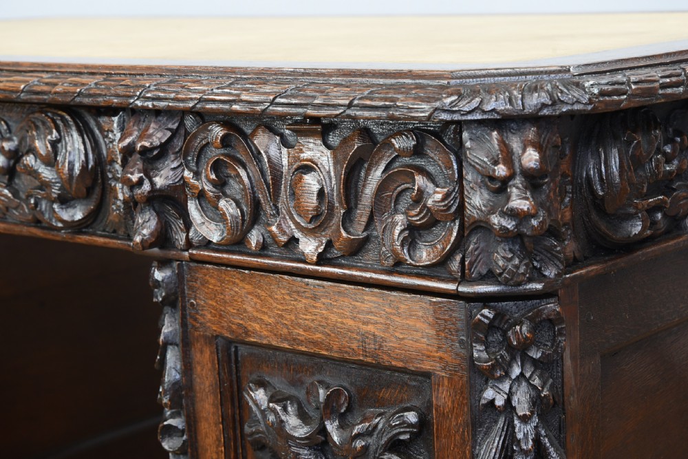 Antique 19th century carved oak desk  View XII