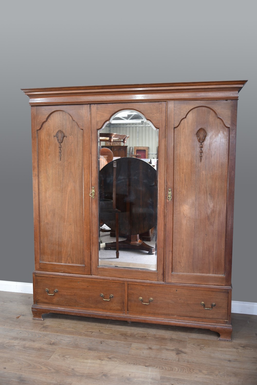 Antique walnut triple wardrobe by harrods London 