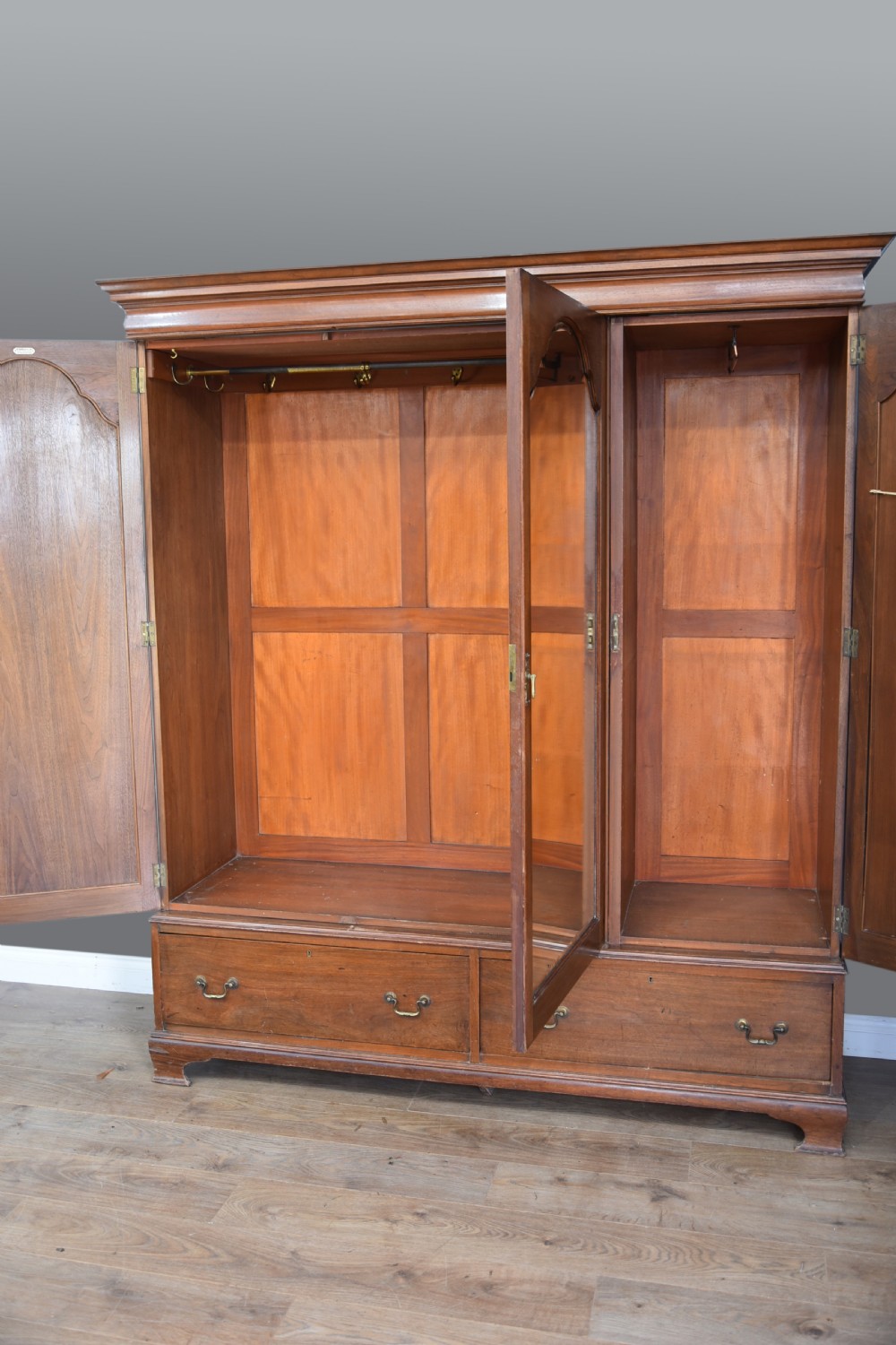 Antique walnut triple wardrobe by harrods London  View II