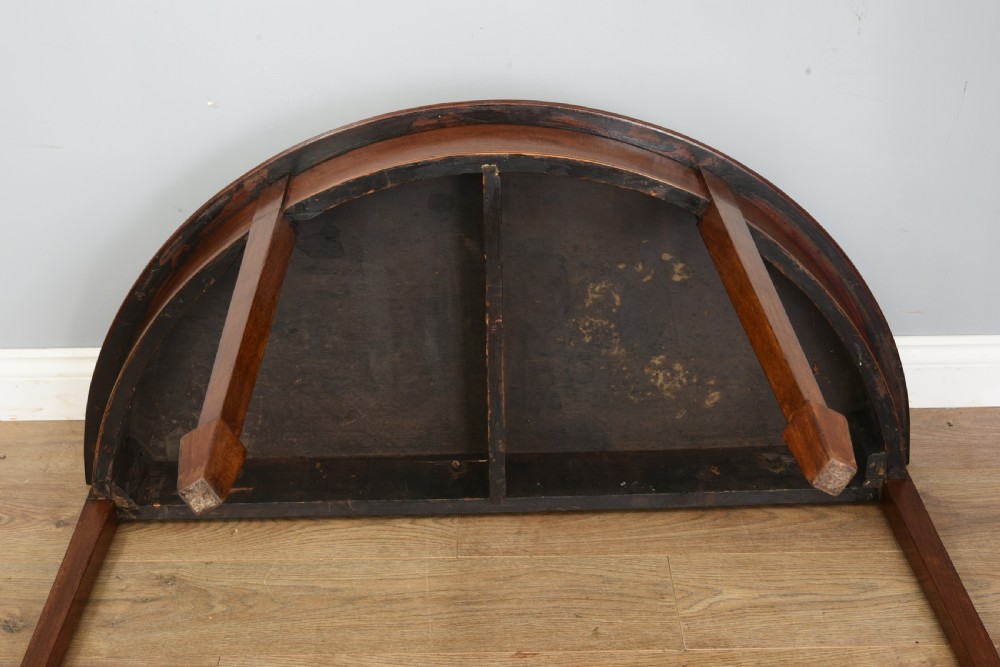 Antique pair of georgian mahogany demi lune console tables  View IV
