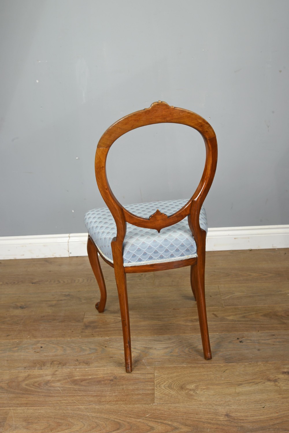 set of six Victorian walnut balloon back chairs  View V