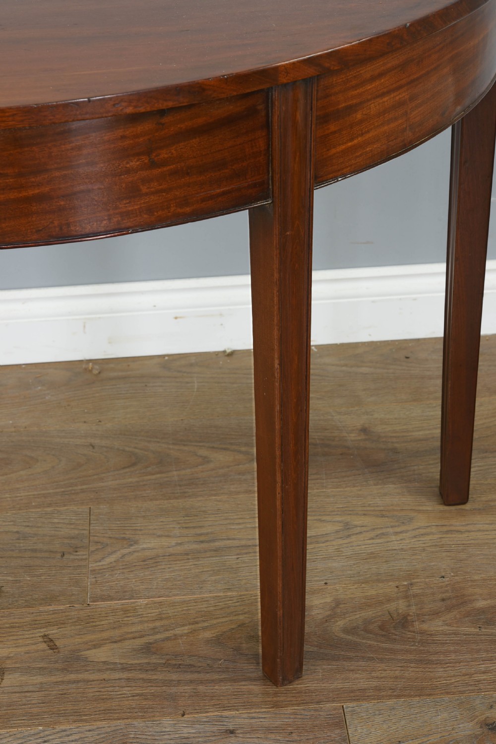 Antique Georgian mahogany demi lune console tables  View IV