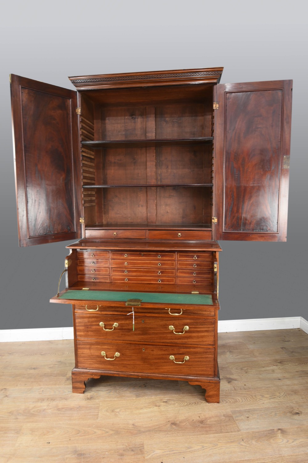 Regency mahogany sectretaire bookcase  View II
