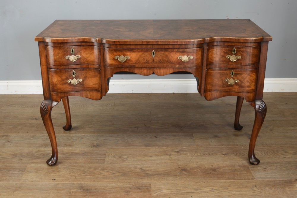 Antique serpentine walnut writing table side table 