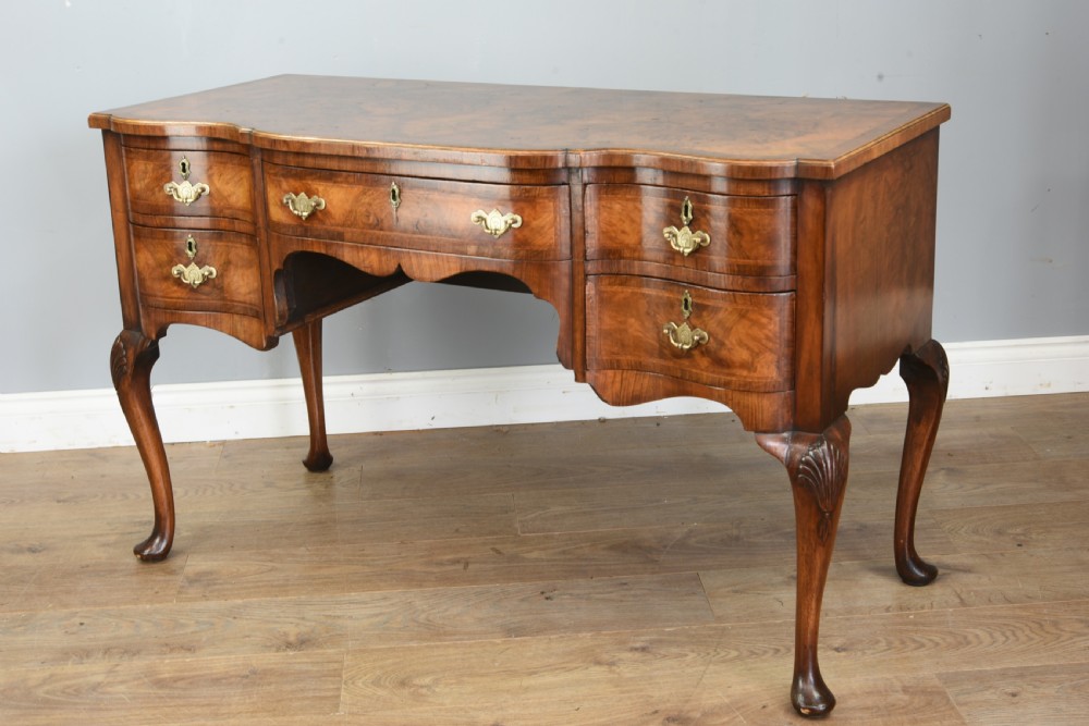 Antique serpentine walnut writing table side table  View II