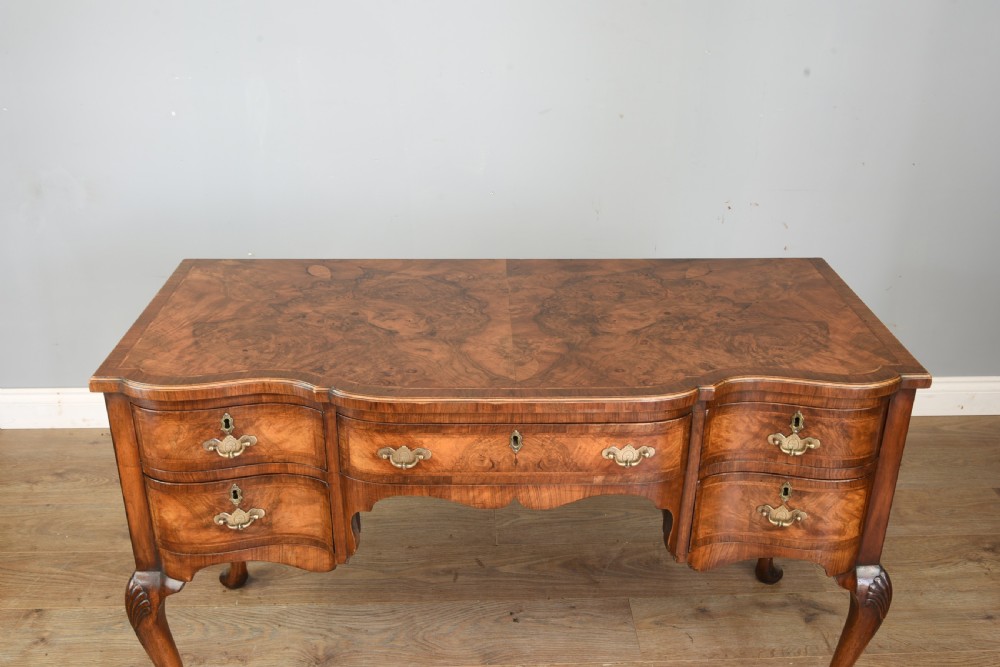 Antique serpentine walnut writing table side table  View III