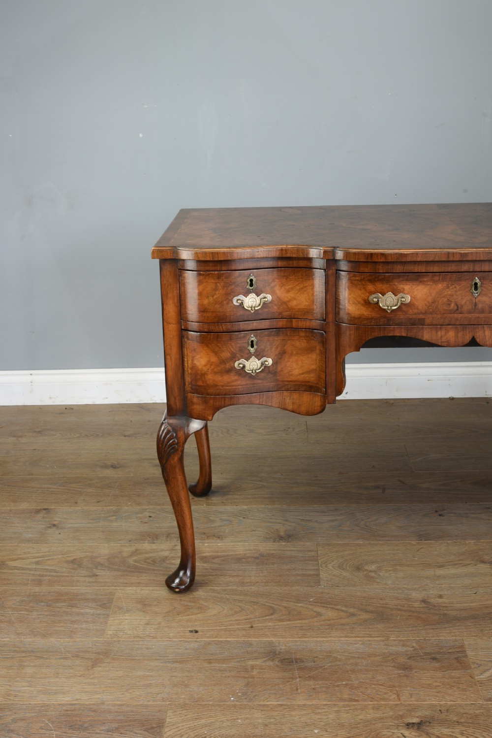 Antique serpentine walnut writing table side table  View IV