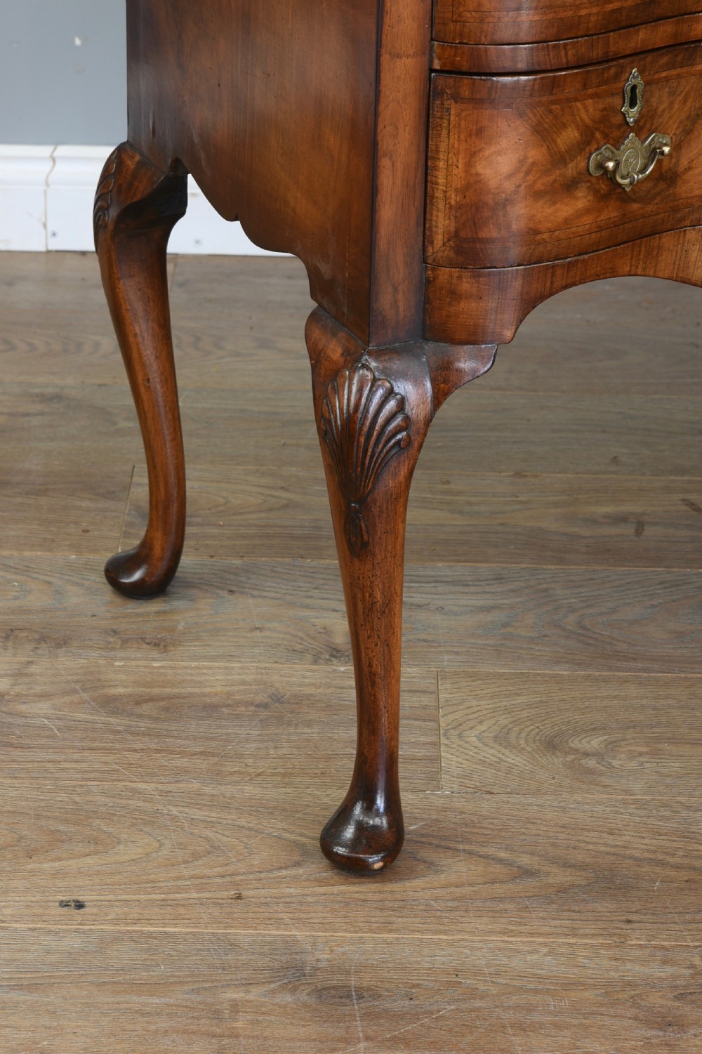Antique serpentine walnut writing table side table  View V