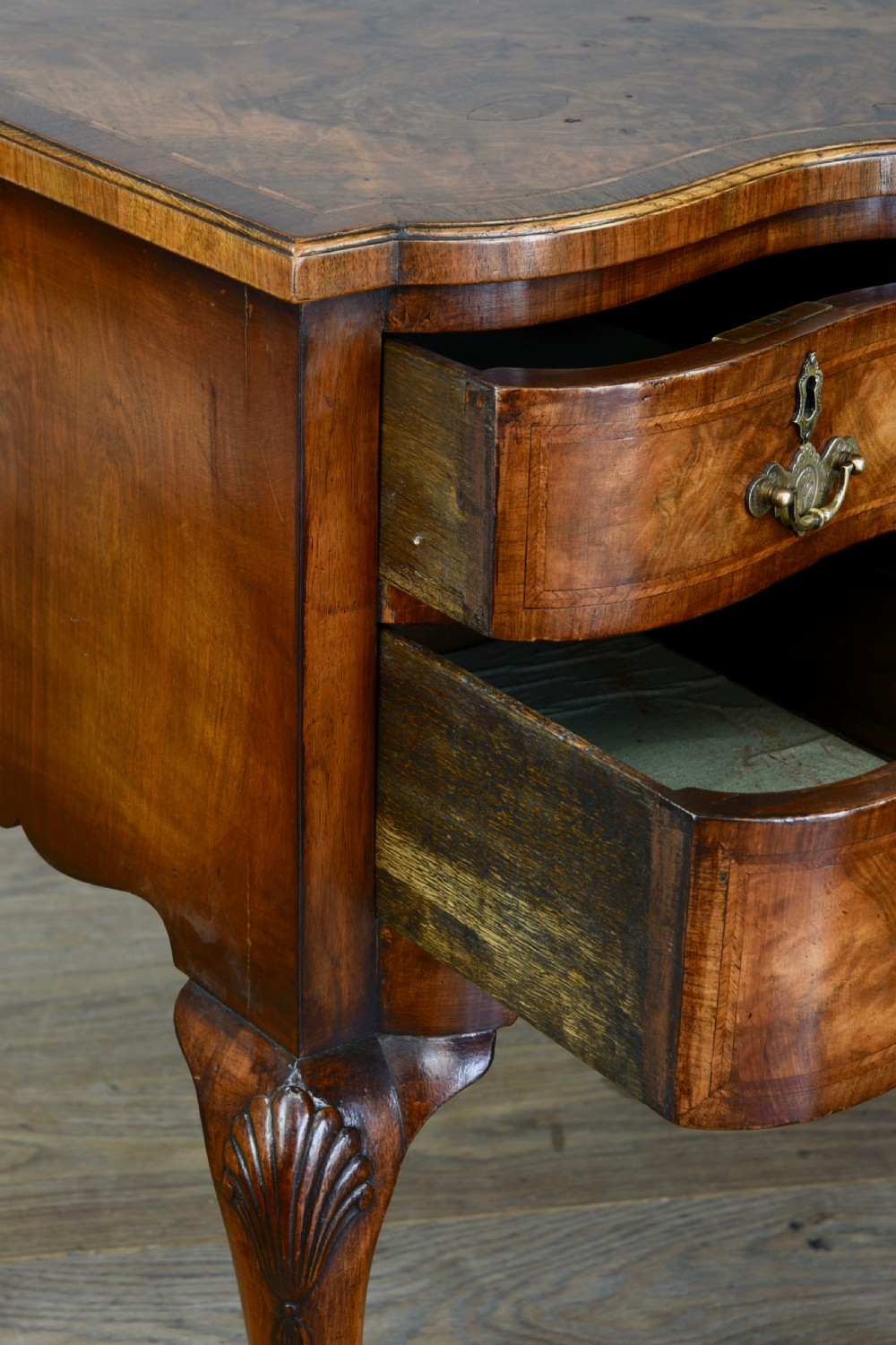 Antique serpentine walnut writing table side table  View VI