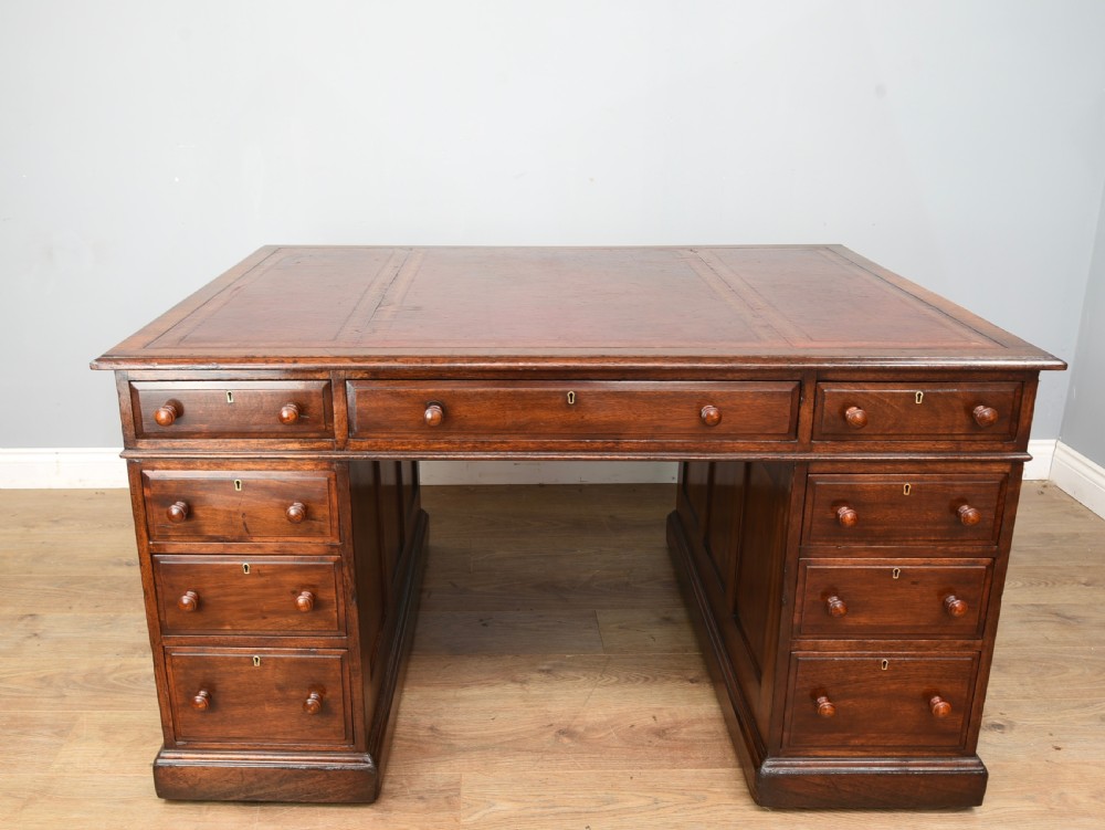 Edwardian mahogany double sided partners desk 
