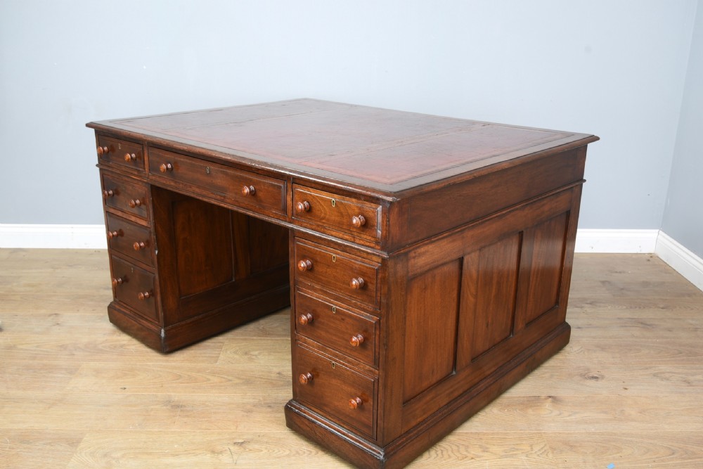 Edwardian mahogany double sided partners desk  View II