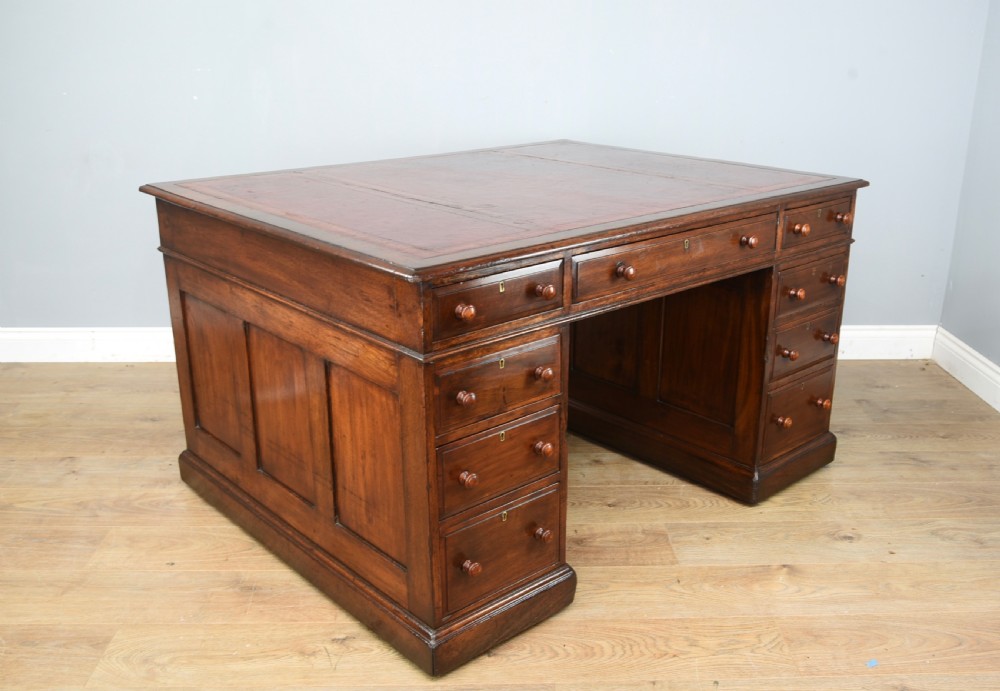 Edwardian mahogany double sided partners desk  View III