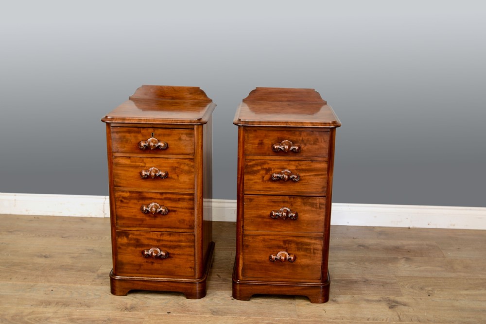 pair of Victorian mahogany bedside chests of drawers  View II