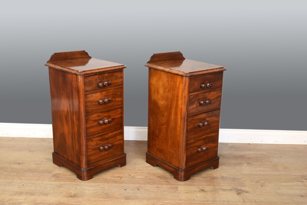 pair of Victorian mahogany bedside chests of drawers  View III