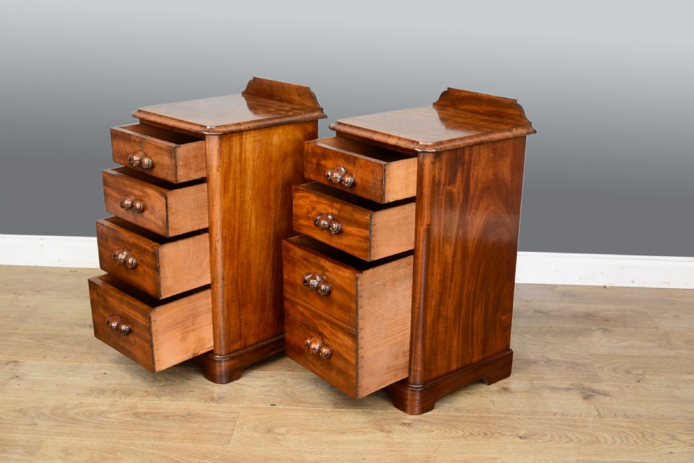 pair of Victorian mahogany bedside chests of drawers  View V