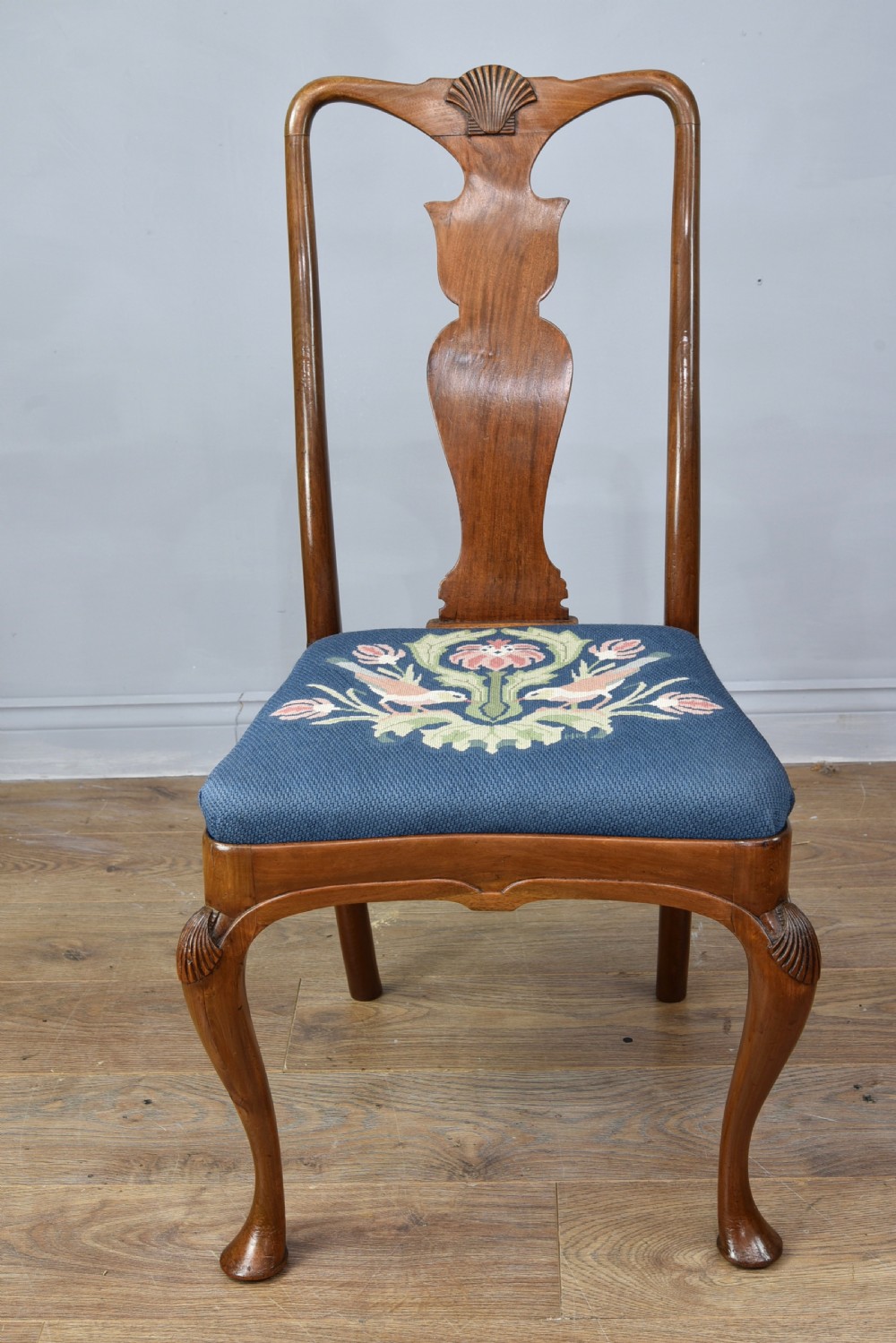 Antique set of 19th century Queen Anne style walnut chairs  View II