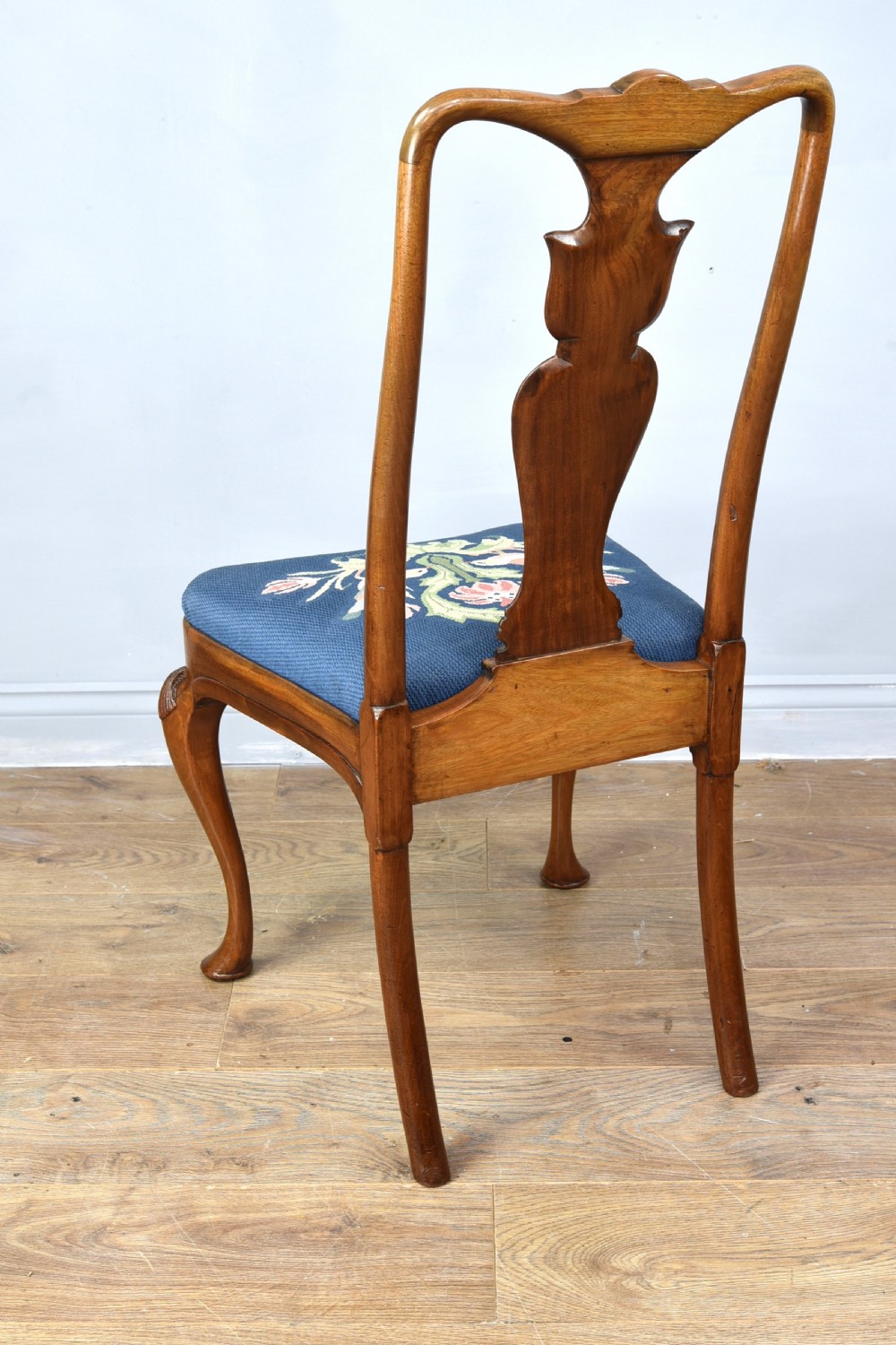 Antique set of 19th century Queen Anne style walnut chairs  View V