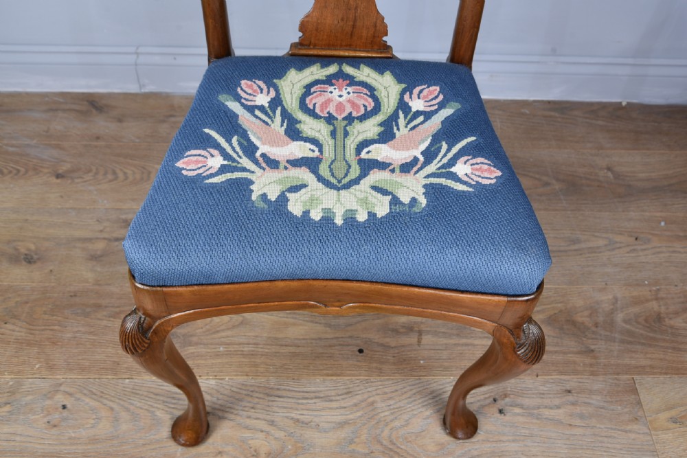 Antique set of 19th century Queen Anne style walnut chairs  View IX