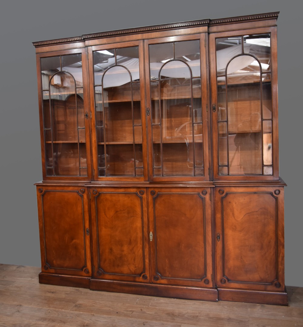 Georgian style mahogany breakfront bookcase 