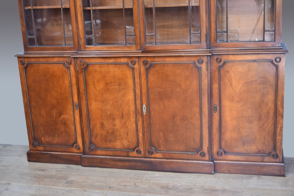 Georgian style mahogany breakfront bookcase  View III