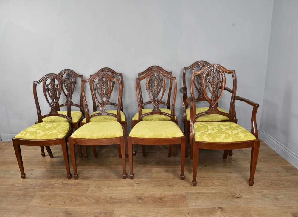 Antique set of eight mahogany dining chairs by S & H Jewell 
