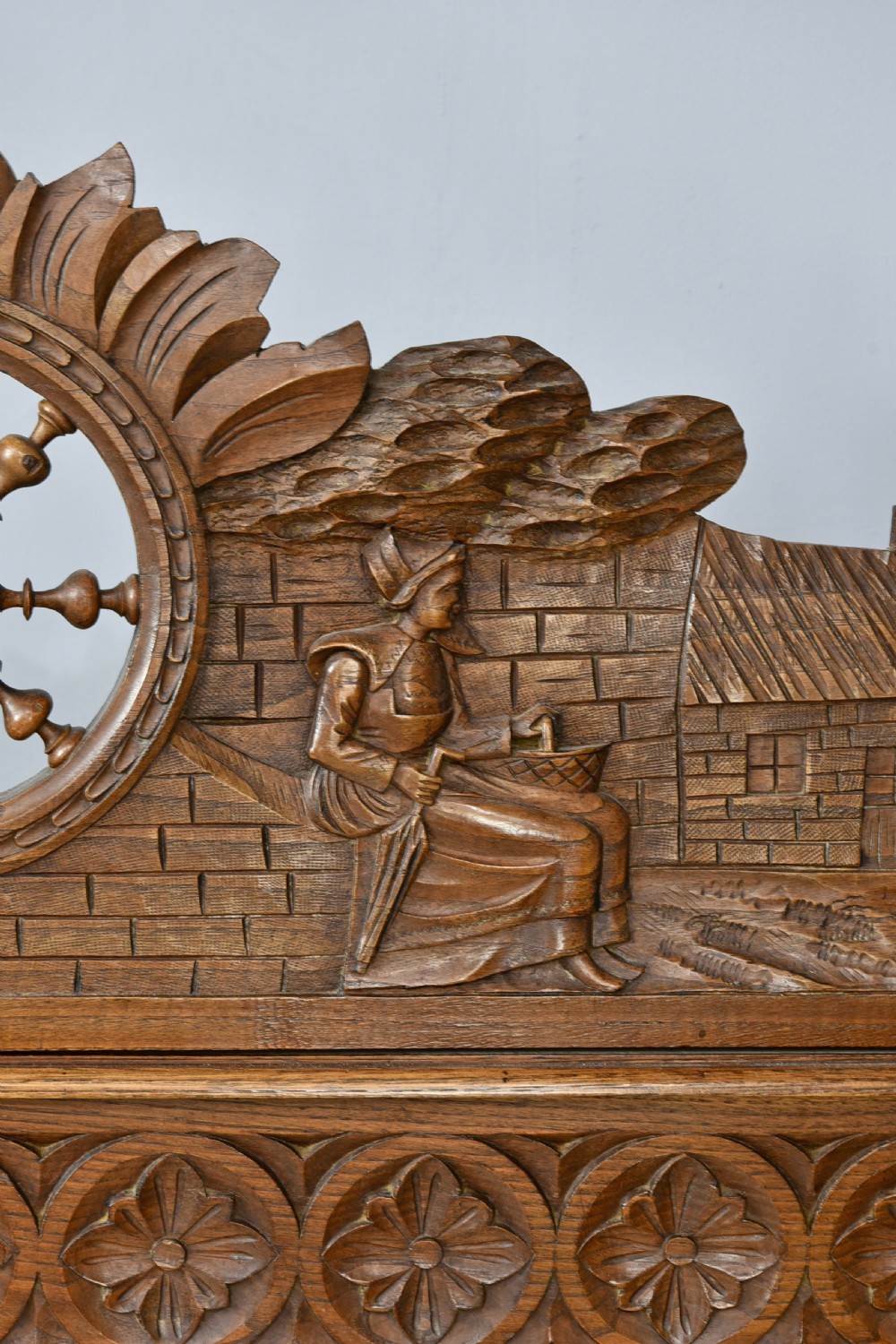 Antique carved oak double bed  View IV