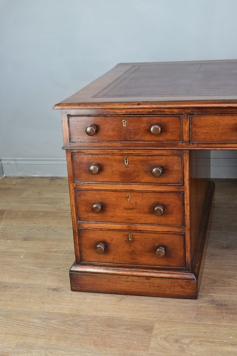 Large victorian mahogany partners desk  View IV