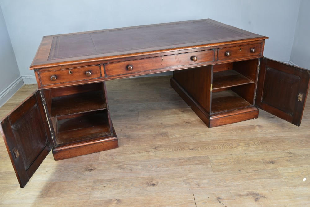 Large victorian mahogany partners desk  View V