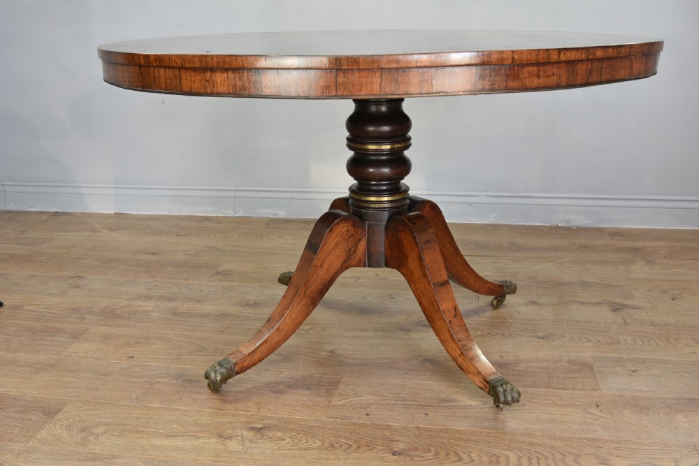 Regency rosewood brass inlaid centre table  View III