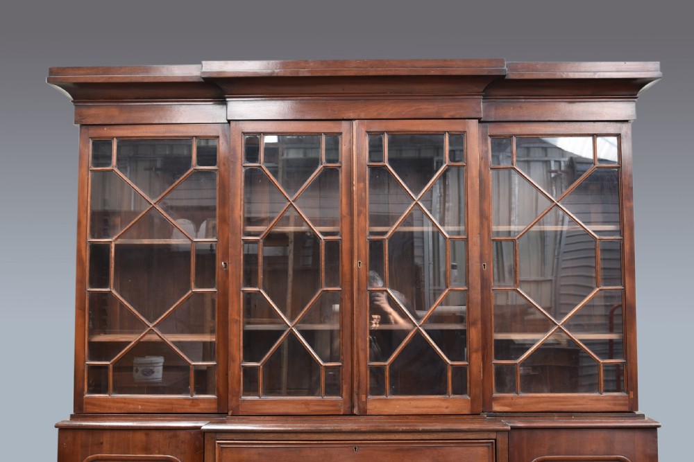 Antique 19th century mahogany breakfront bookcase  View II