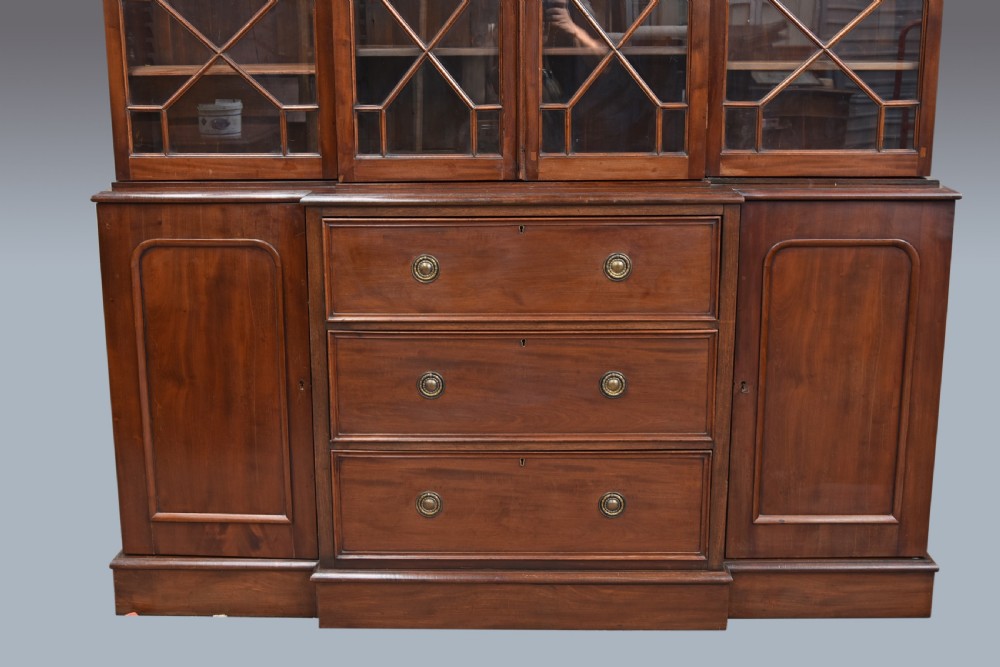 Antique 19th century mahogany breakfront bookcase  View III