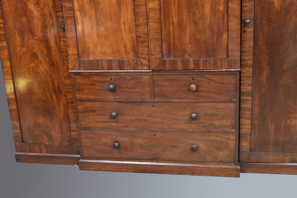 Large mahogany breakfront four door wardrobe  View IV