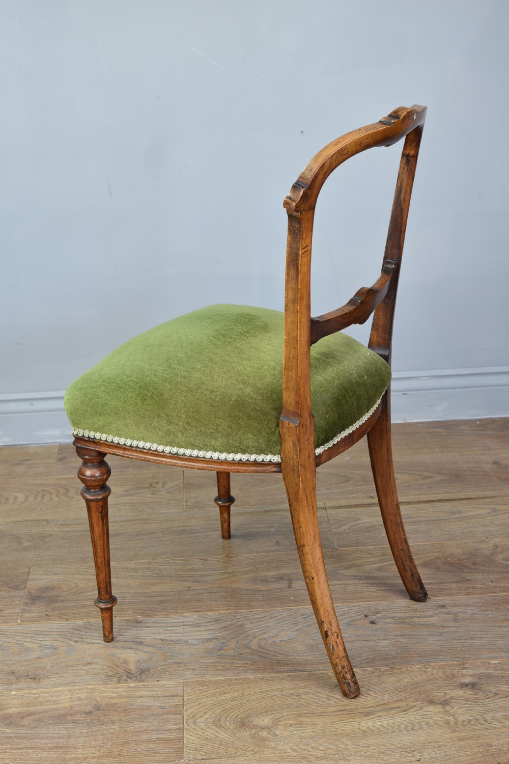 set of six Victorian walnut dining chairs  View III