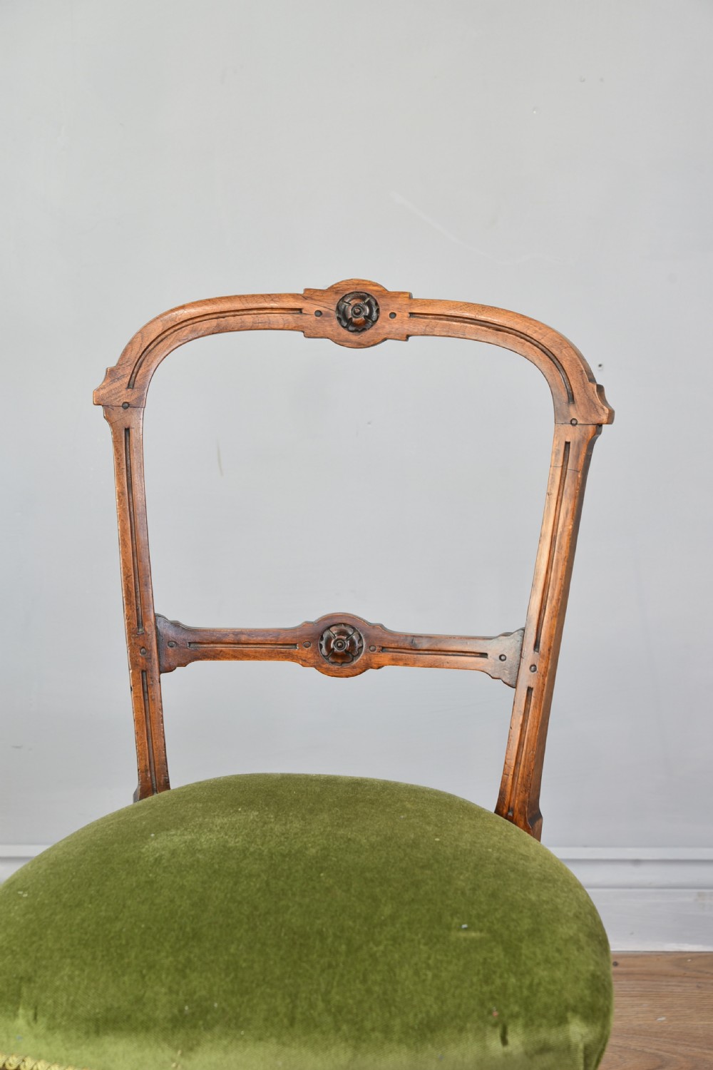 set of six Victorian walnut dining chairs  View IV