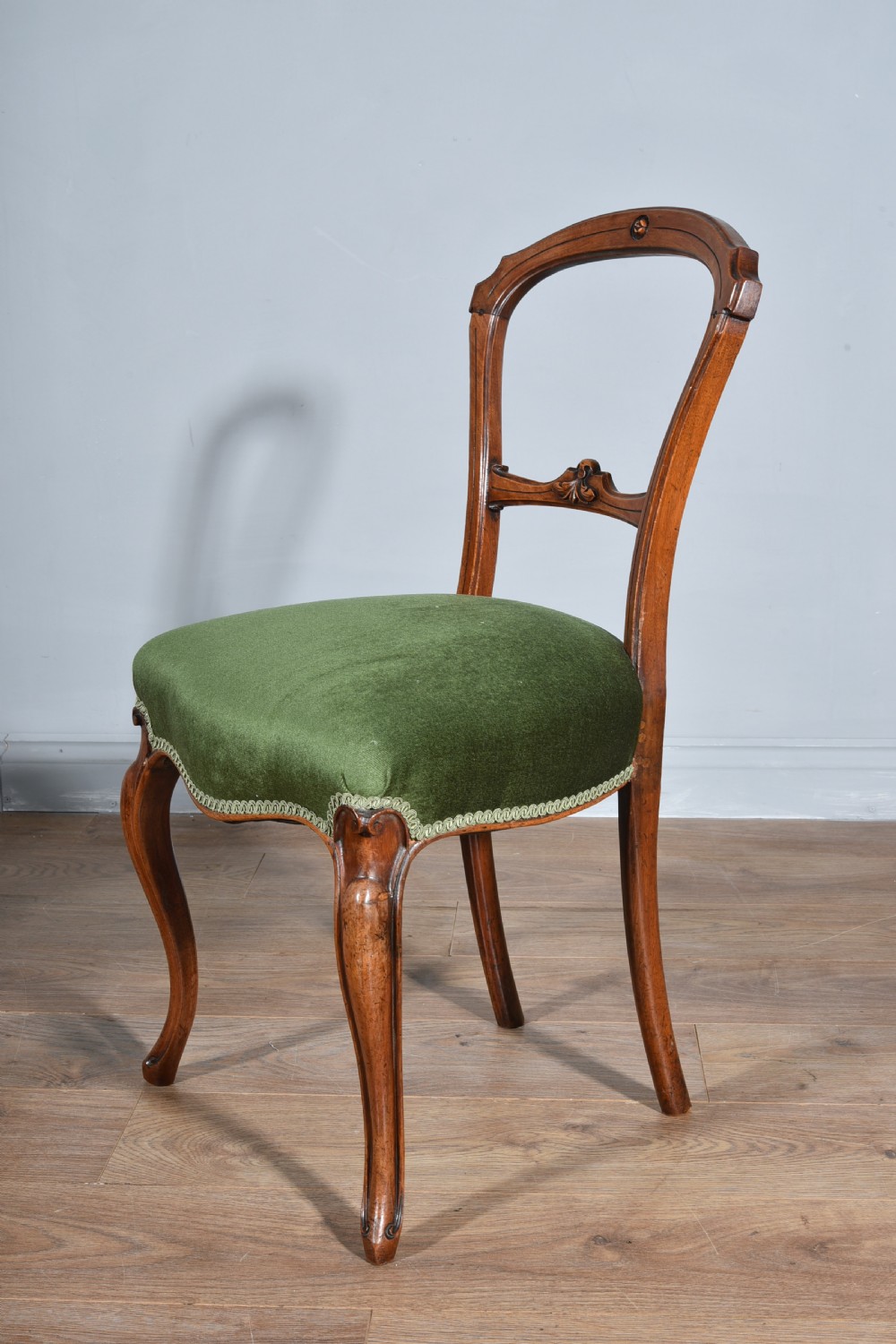 set of six Victorian walnut dining chairs  View III
