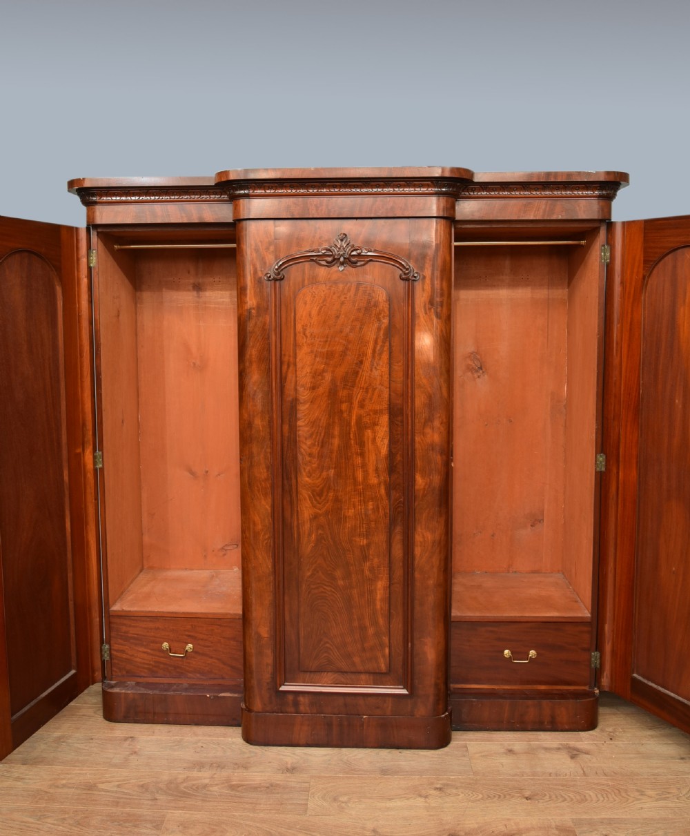 Victorian mahogany breakfront triple wardrobe  View II