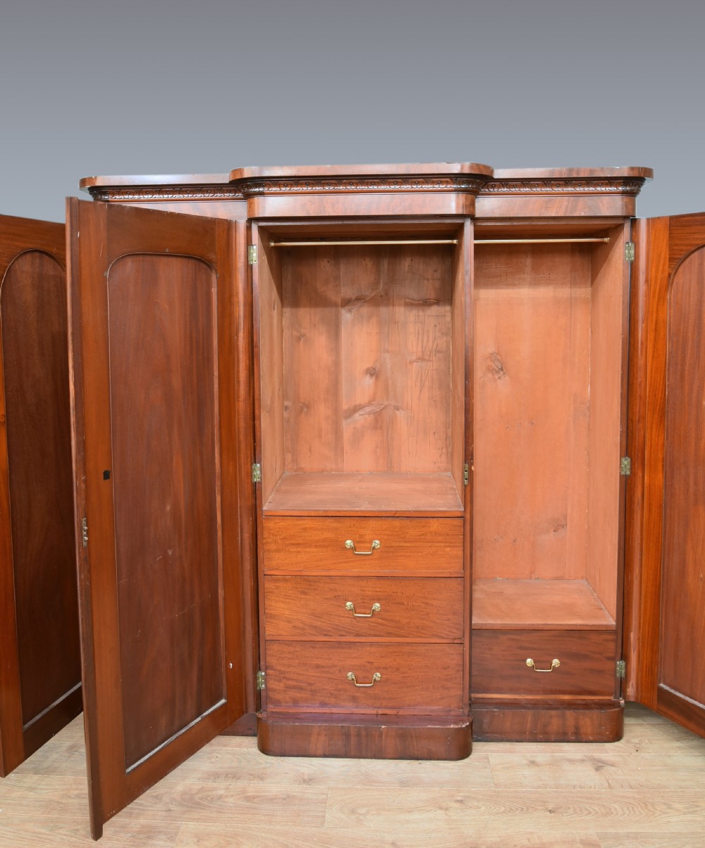 Victorian mahogany breakfront triple wardrobe  View III