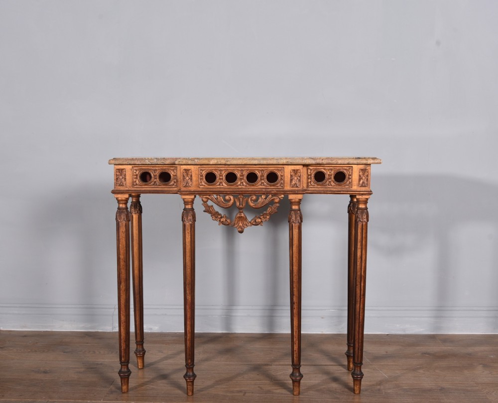 Louis xvi style continental gilt wood marble topped console pier table 