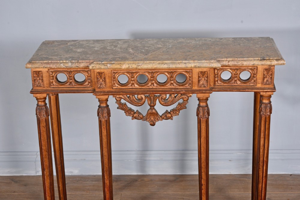 Louis xvi style continental gilt wood marble topped console pier table  View IV
