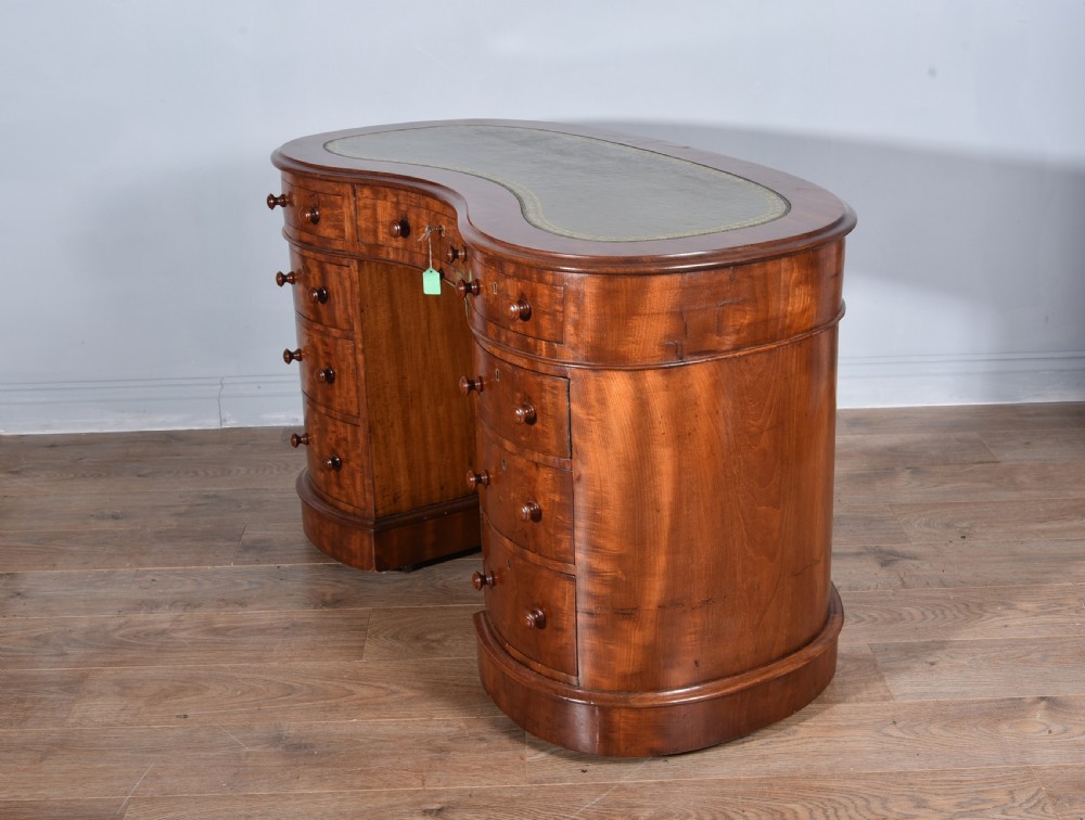 Victorian mahogany kidney shaped pedestal desk  View II
