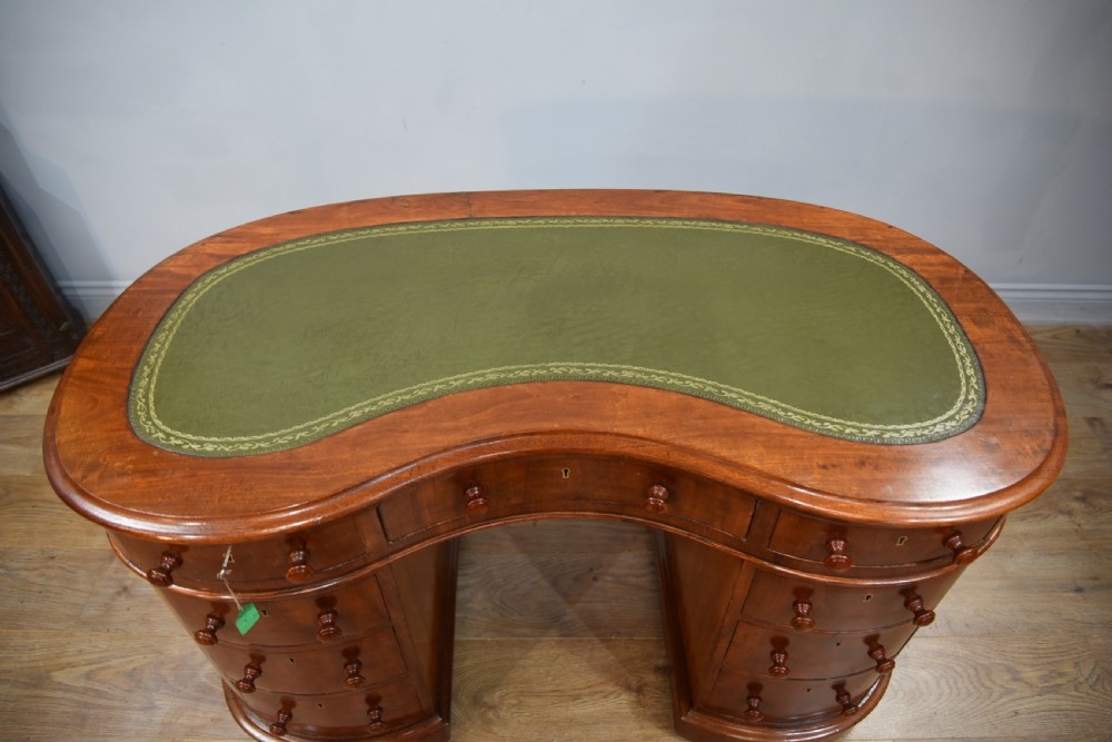 Victorian mahogany kidney shaped pedestal desk  View V