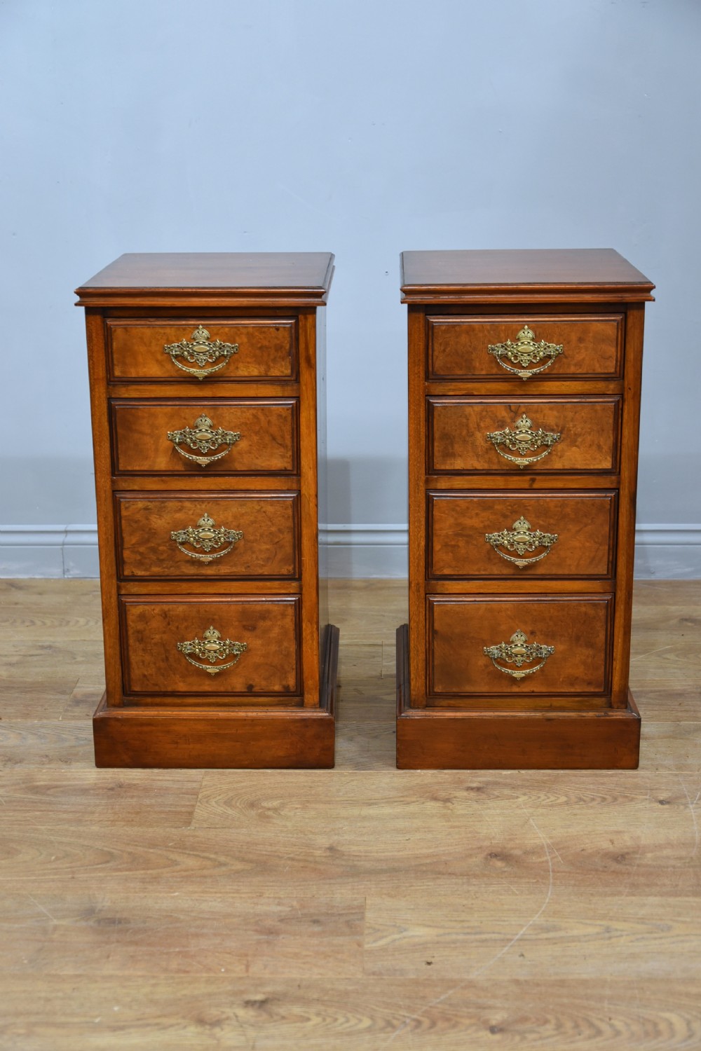 Antique pair of walnut bedside chests of  drawers 