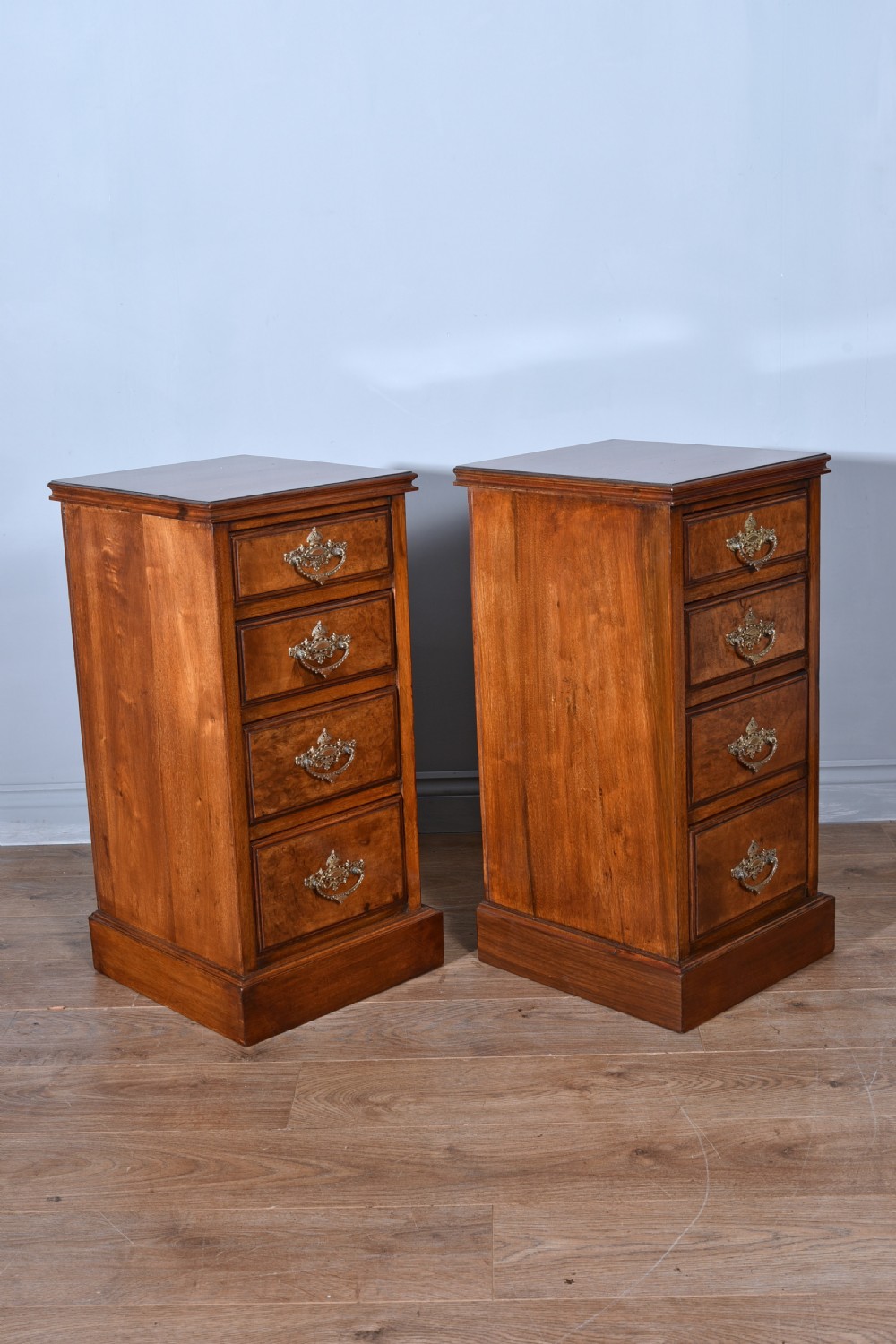 Antique pair of walnut bedside chests of  drawers  View II