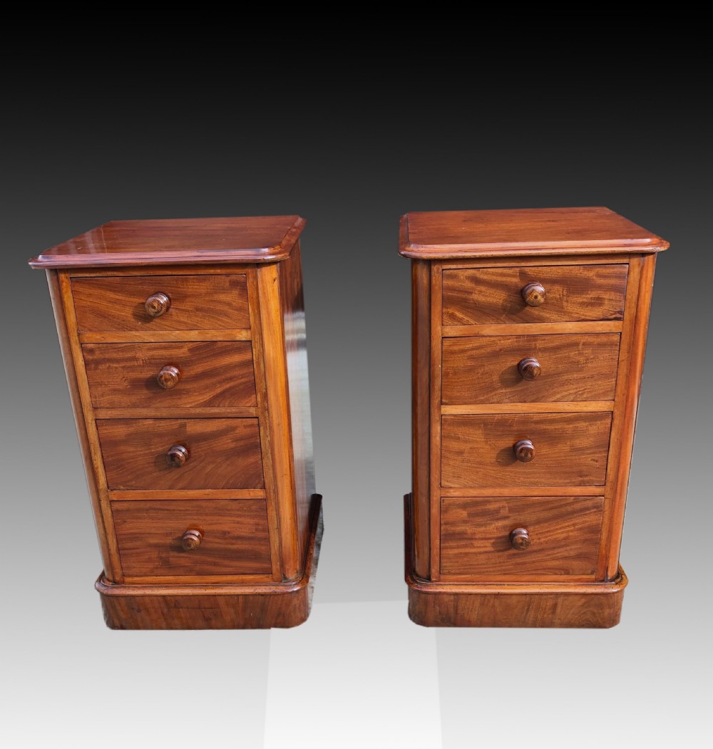 Pair of victorian mahogany bedside chests of drawers 
